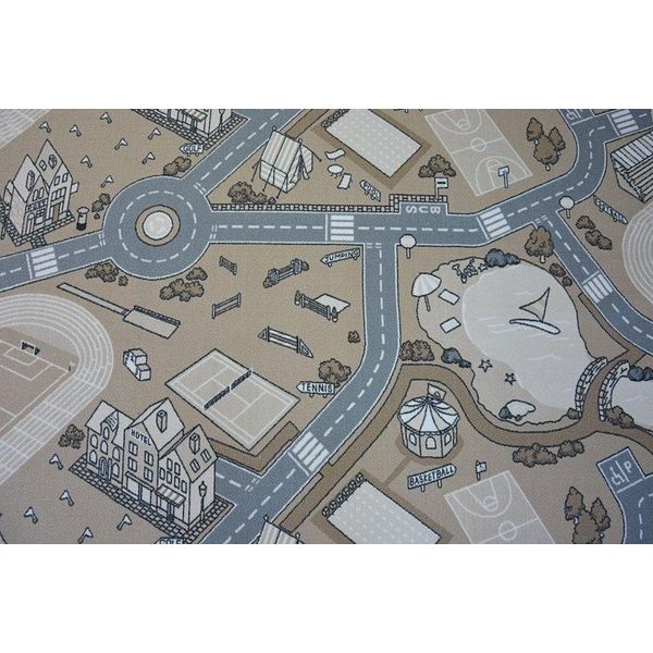 Tappeto - Moquette Antiscivolo Per Bambini Street Beige Beige 100X400 Cm-image