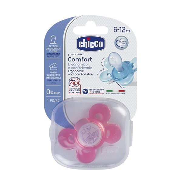 Chicco Physio Comfort Succhietto In Silicone, Rosa, 6M +-image