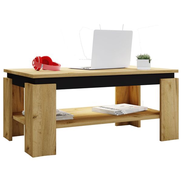Tavolino & Tavolino Rolas Rovere Al Miele / Nero A. 41 X L. 90 X P. 53Cm-image