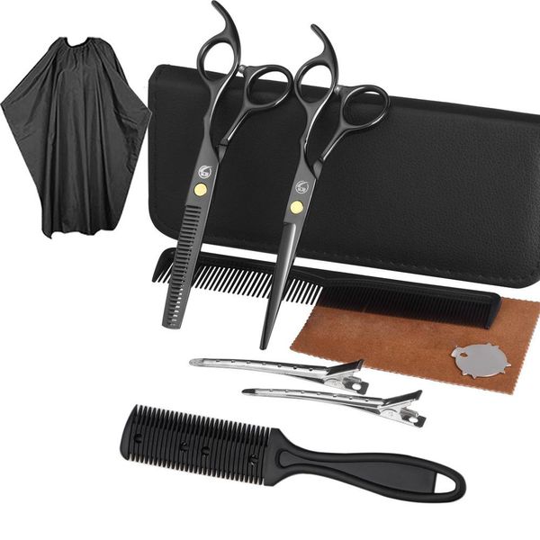 Inf Set Da Parrucchiere Con Forbici Da Parrucchiere, Pettini, Fermagli, Cappotto 10 Parti Nero-image