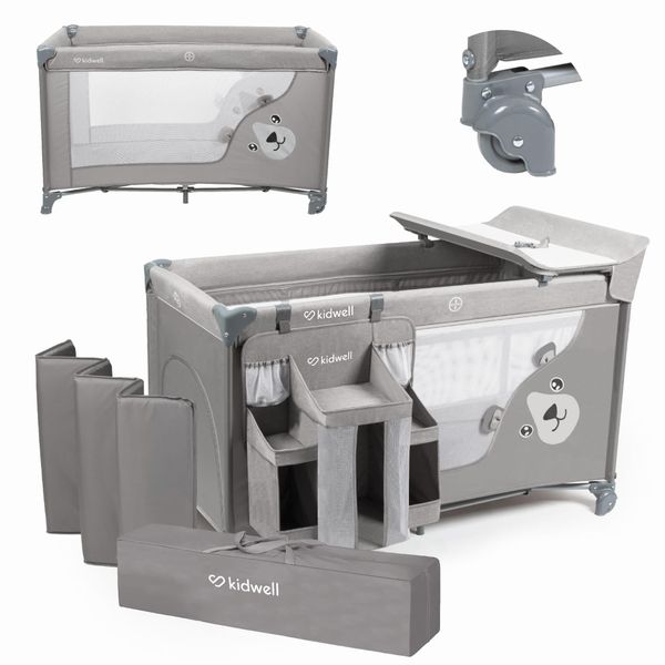 Lettino Da Viaggio Coil, Culla, Lettino Da Viaggio, Blissy, Con Ingresso Laterale, Protezione Lockguard, Materasso Pieghevole, A Due Piani, Con Accessori, Grigio-image