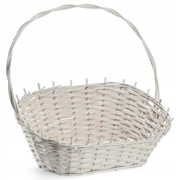 Cesto Regalo Kadax, Cesto Universale In Vimini, Cesto Con Manico Di Alta Qualità, Cesto Per Bottiglie (Bianco, Grande)-image