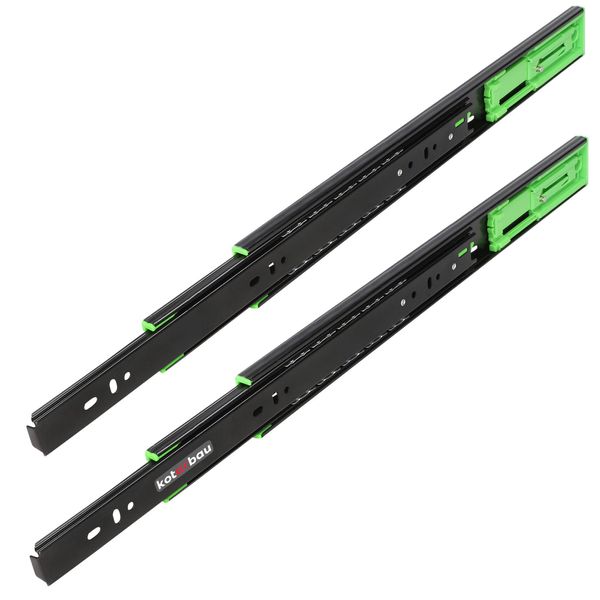 Kotarbau® Guide Per Cassetti 400 Mm Push To Open Guide Per Cassetti In Acciaio Nero Sistema Di Guide Per Cassetti Per Impieghi Gravosi Guide Per Cassetti Estraibili Guide Per Guide Di Scorrimento-image