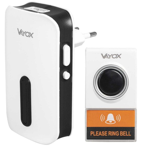 Vayox Campanello Senza Fili VA0268 | 38 Suoni | 130M | Max 85Db | Bianco/Nero Mat-image