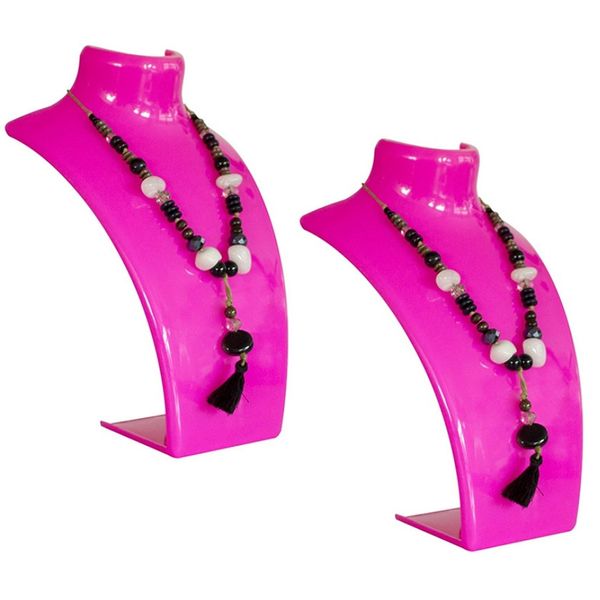 Set Di 2 - Busto Espositore Per Gioielli, Porta Collane, Porta Gioielli In Plastica, Porta Orecchini, Porta Gioielli, Porta Catene Per Gioiellerie - Negozi, Espositore - Rosa-image