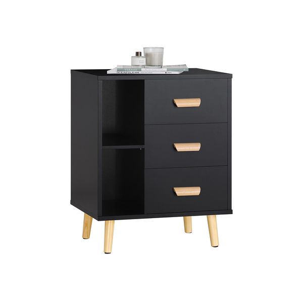 Sobuy FBT95-SCH Comodino Con 3 Cassetti Tavolino Da Divano Tavolino Da Telefono Comodino Da Letto-image