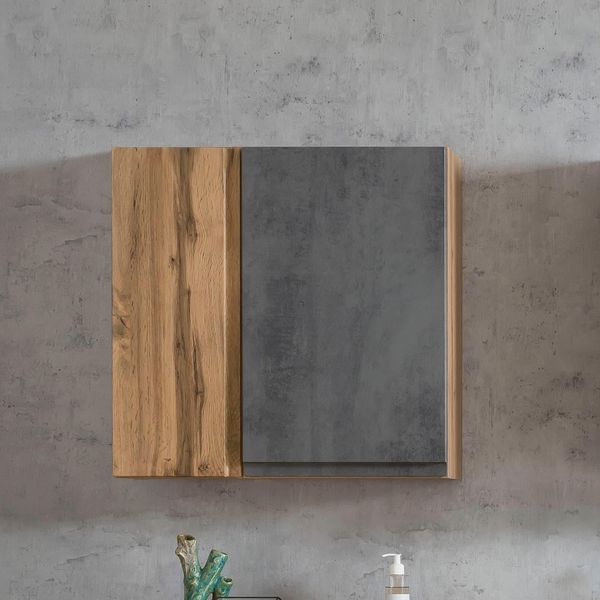 HäNgeschrank Welltime "SöLden", Grau (Oxid Beton), B:65Cm H:64Cm T:20Cm, Mdf, SchräNke, HäNgeschrank-image