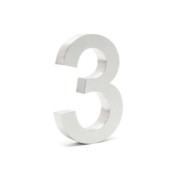 Numero Civico Wiltec 3 Numero Civico In Acciaio Inox Color Argento Con Moderno Design 3D, Altezza 20 Cm, Carattere Arial, Resistente Alla Ruggine E Alle Intemperie, Con Materiale Di Montaggio-image