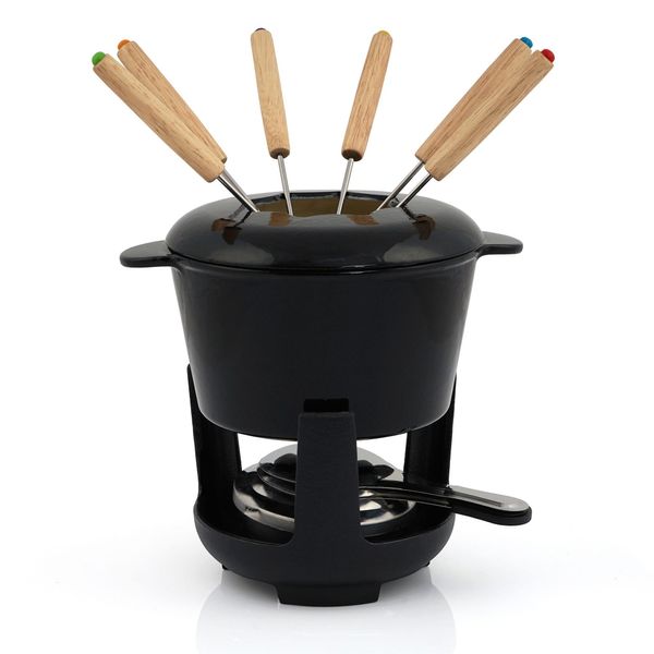 Bbq-Toro Set Per Fonduta In Ghisa Da 13 Pezzi Per 6 Persone | 1 L | Nero Smaltato-image