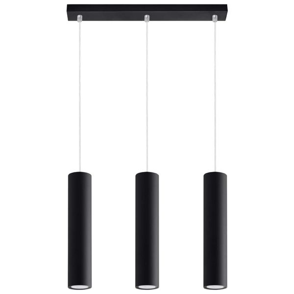 Lampada A Sospensione Lagos 3L Nero 3Xgu10 10W Acciaio 90X6X45Cm Sollux Lighting-image