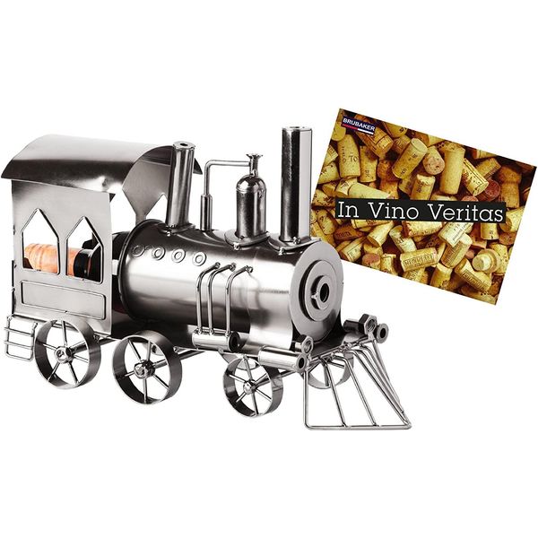 Brubaker Portabottiglie Locomotiva Scultura In Metallo Regalo Con Carta Regalo-image