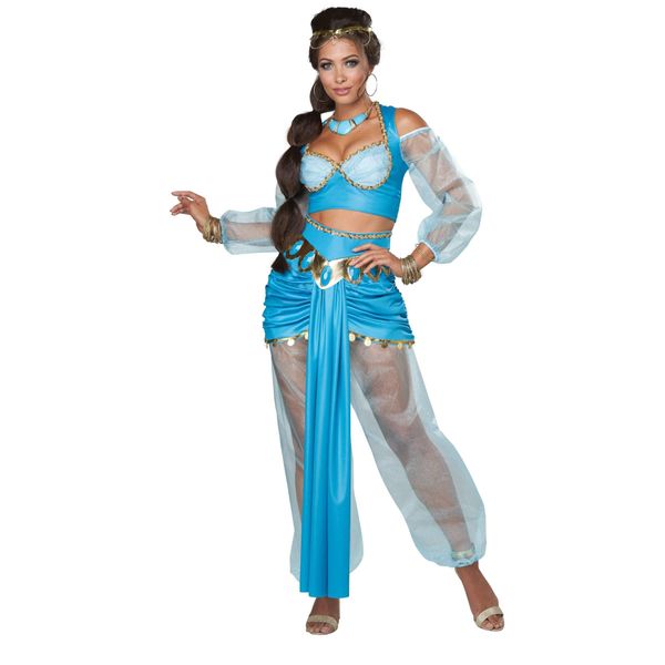 Costume Da Principessa Orientale Costume Da Principessa Sexy Turchese-Oro - L (42/44)-image