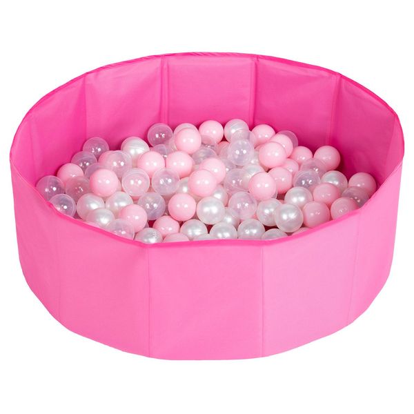 Selonis Bagno Di Palline Pieghevole Con 100 Palline Per Animali Da Gioco Per Bambini, Rosa: Rosa Cipria/Perla/Trasparente-image