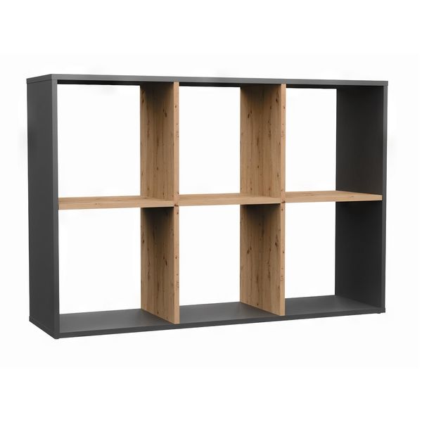 Scansia Con Scaffali Rainis 2 - Rovere Artisan / Antracite-image