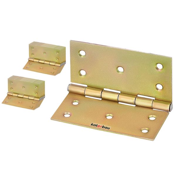 Kotarbau® Set Di 10 Cerniere Per Porte 100 Mm X 100 Mm Laminato Giallo Zincato Cerniere Angolari Cerniera Per Mobili Cerniera Per Porte Cerniera Per Casse Cerniere Per 2 Ante Cerniere Per Armadi-image