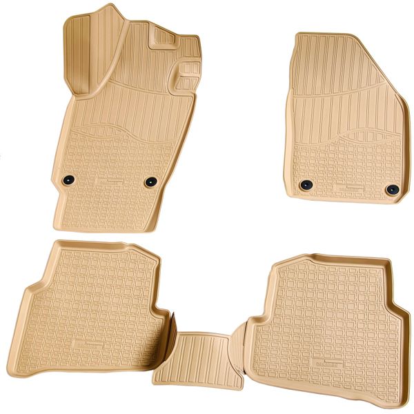 Tappetini In Gomma 3D Per Skoda Fabia | Tipo Nj | Anno Dal 2014> | Beige Con Bordo-image