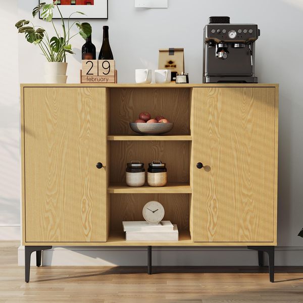 Cassettiera Sonni 120Cm In Legno Originale, Ampio Spazio Di Archiviazione, Mobile A 2 Ante Per Il Soggiorno-image