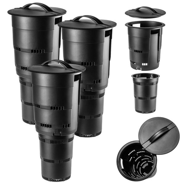 Compostiera Da Giardino Interrata In Plastica Kadax, Nera, 3 Pezzi-image