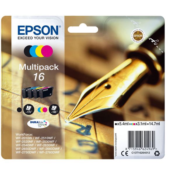 Original Epson Workforce WF-2110 W (C13T16264012 / 16) Druckerpatrone Schwarz,Cyan,Magenta,Gelb-image