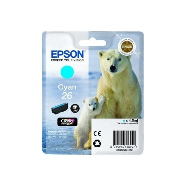 Original Epson Expression Premium XP-710 (C13T26124012 / 26) Druckerpatrone Cyan-image