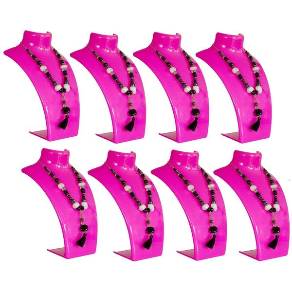Set Di 8 - Busto Espositore Per Gioielli, Porta Collane, Porta Gioielli In Plastica, Porta Orecchini, Porta Gioielli, Porta Catene Per Gioiellerie - Negozi, Espositore - Rosa-image