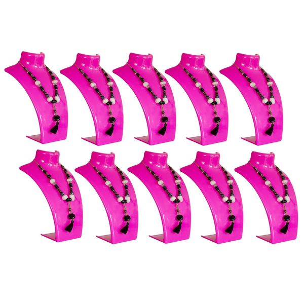 Set Di 10 - Busto Espositore Per Gioielli, Porta Collane, Porta Gioielli In Plastica, Porta Orecchini, Porta Gioielli, Porta Catene Per Gioiellerie - Negozi, Espositore - Rosa-image