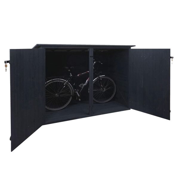 Garage Per Biciclette Singolo HWC-H60, Box Per Biciclette, Ripostiglio Per Attrezzi, Mvg Chiudibile A Chiave 152X184X98 Cm ~ Antracite-image