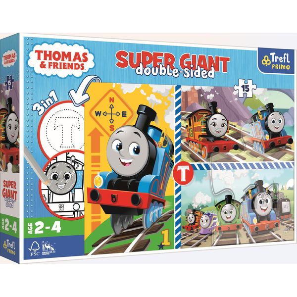 Trefl Puzzle Thomas Il Carro Armato E I Suoi Giochi Super Gigante 15 Pezzi - Bifacciale-image