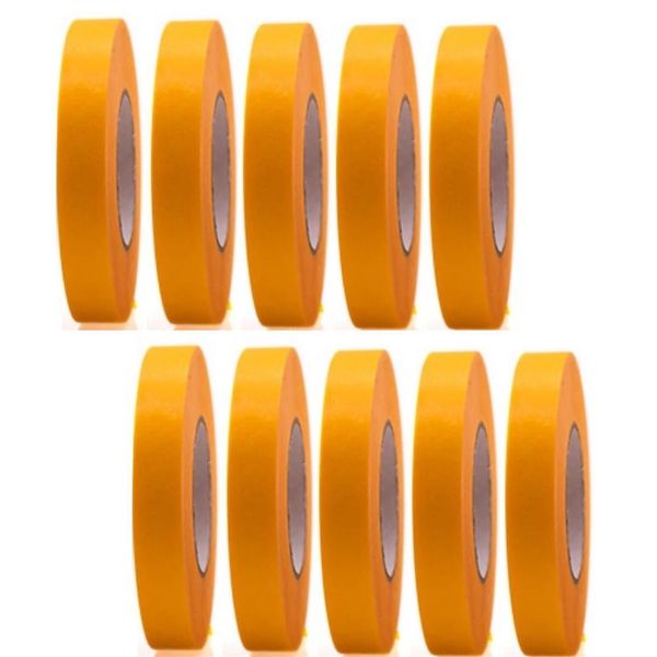 10 Rotoli Di Nastro Adesivo Professionale Oro 50 M X 15 Mm - Nastro Crespo Oro Per Pittori - Nastro Per Mascheratura Per Pittori E Decoratori - Crespo Per Interni Ed Esterni - Crespo Per Pittori - Nastro Adesivo Versatile Per Lavori Di Pittura-image