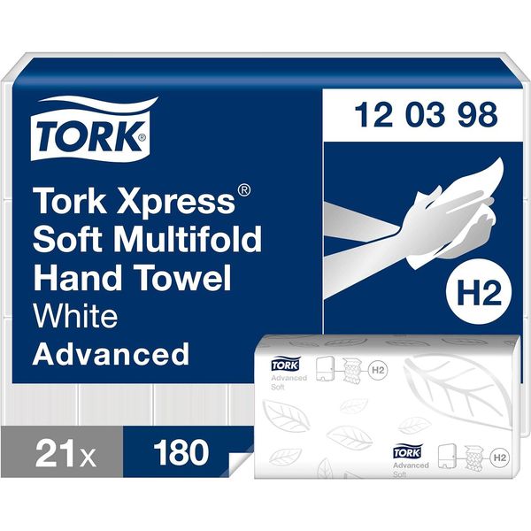 Tork 120398 Xpress® Asciugamani Multifold - 2 Veli, Bianco, 21X 180 Asciugamani-image