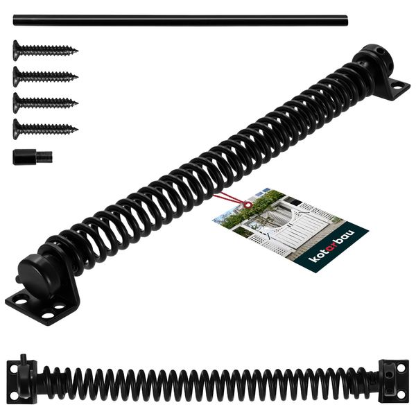 Kotarbau® Chiudiporta Per Cancello Da Giardino 28 Cm Chiudiporta In Acciaio Verniciato A Polvere Nero Molla Di Prolunga Per Cancello Molla Chiudiporta Per Porta Esterna-image