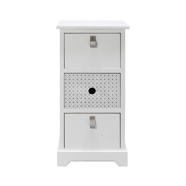 Comodino Rebecca Mobili Con 2 Cassetti, Stretto In Legno Bianco-image
