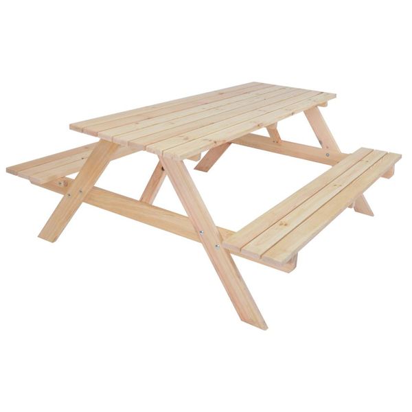 Set Da Giardino In Legno Con Panche Pieghevoli Rojaplast Piknik 180 Cm Naturale-image