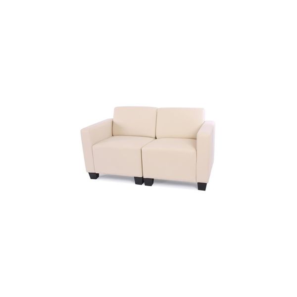 Modular 2-Sitzer Sofa Couch Moncalieri, Kunstleder ~ Creme-image
