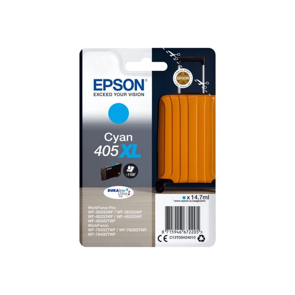 Original Epson Workforce Pro WF-7840 Dtwf (C13T05H24010 / 405XL) Druckerpatrone Cyan-image