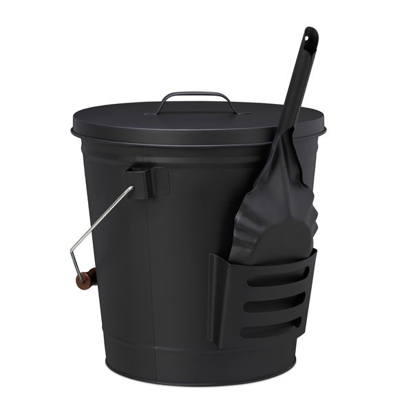 Relaxdays 10028777_0 Relaxdays Ascheeimer Mit Deckel 19,0 L Schwarz-image