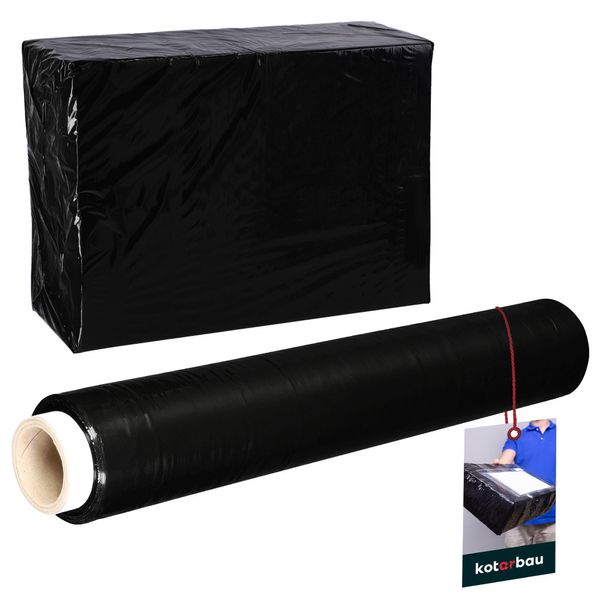 Kotarbau® Film Avvolgente Film Estensibile 1,5 Kg | L 285 M L 50 Cm | Film Estensibile Nero Rotolo Di Film Da Imballaggio Film Mobile Per Mobili Film Avvolgente Film Estensibile 500Mm-image
