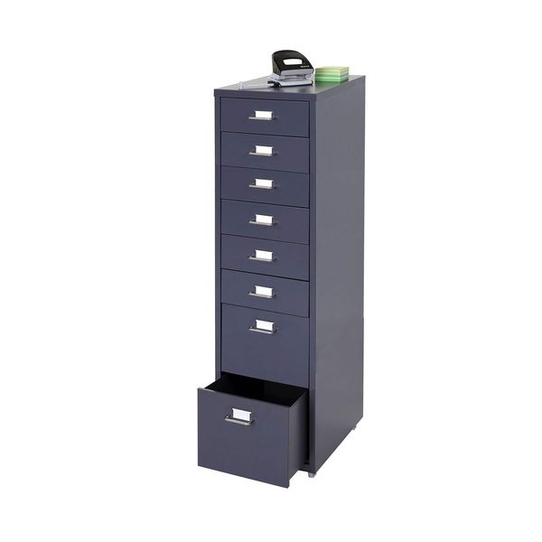 Rollcontainer Preston T851, Schubladenschrank Stahlschrank, 110X28X41Cm 8 Schubladen ~ Dunkelgrau-image