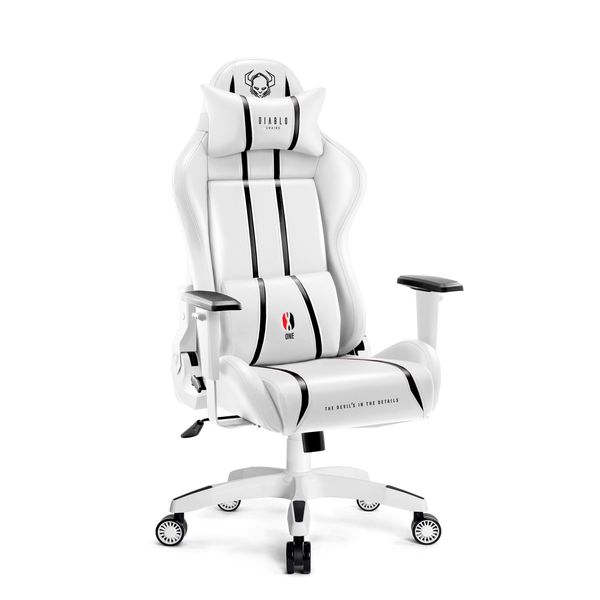 Diablo X-One 2.0 Gaming Chair Sedia Da Ufficio Braccioli Regolabili Design Ergonomico Cuscino Collo/Glutei Dimensioni Normali Bianco-Nero-image