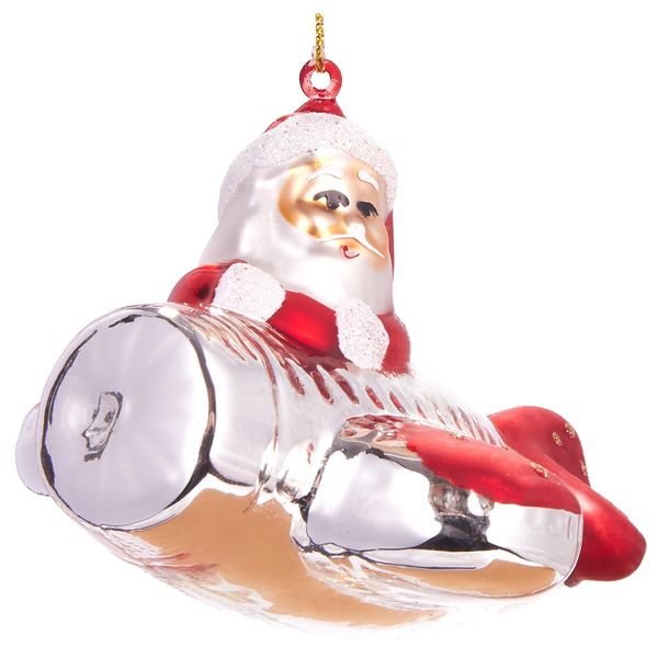 Brubaker Babbo Natale In Aereo - Guaina Natalizia In Vetro Dipinta A Mano - Figure Di Decorazione Per L'albero Di Natale - Guaina Ciondolante Divertente - 12 Cm-image