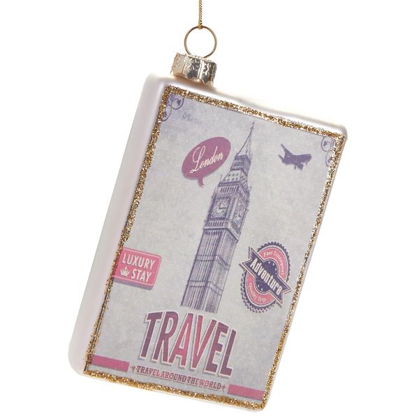 Brubaker Destinazione Londra Mappa Big Ben - Guaina Natalizia In Vetro Dipinta A Mano - Decorazione Per Albero Di Natale Figurine Divertente Decorazione Pendente - 10 Cm-image