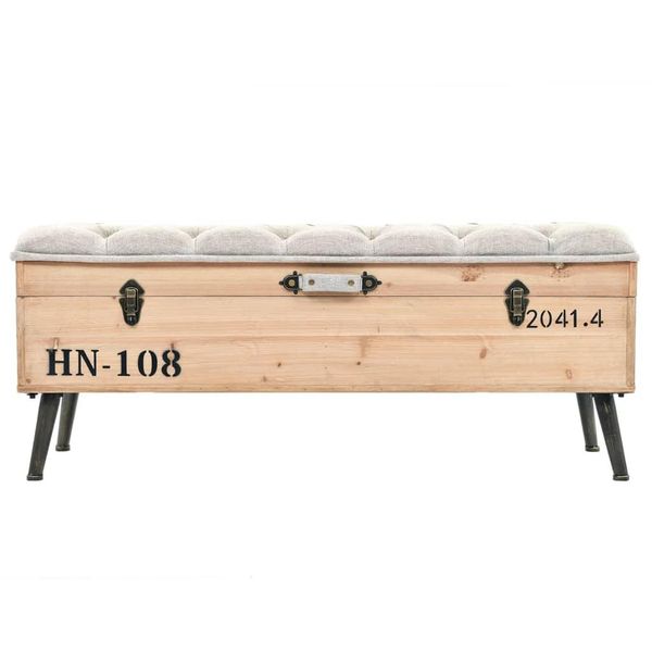 Vidaxl Panca Con Vano Portaoggetti 110 Cm In Legno Massiccio D'abete-image