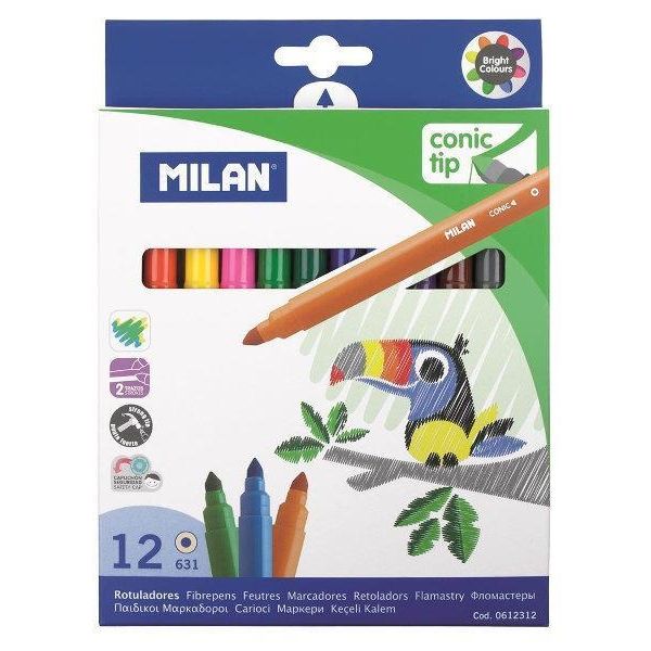 Pennarelli Milano 12 Colori - Crea Opere D'arte Indimenticabili Ed Esprimi La Tua Creatività Con I Nostri Pennarelli Colorati! Perfetti Per La Scuola E Il Gioco.-image