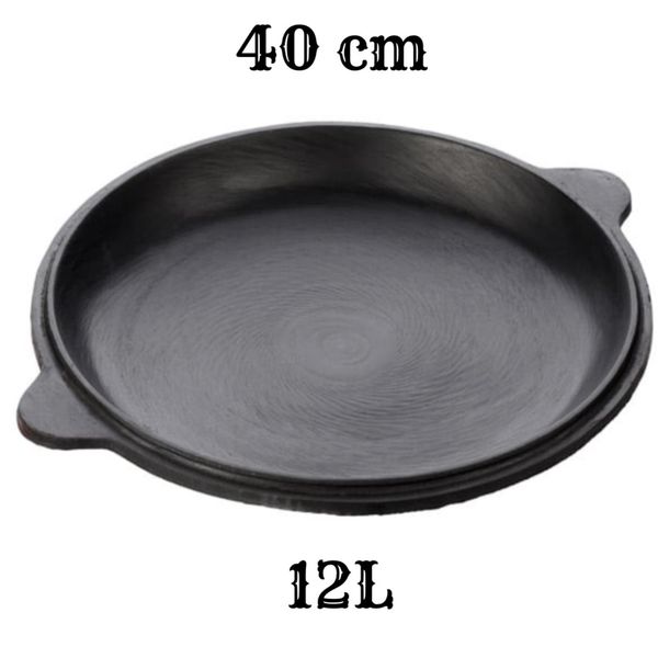 Padella In Ferro 12 L Con Coperchio Kazan - Padella Resistente Per Cucina, Campeggio, Barbecue, Cucina All'aperto-image