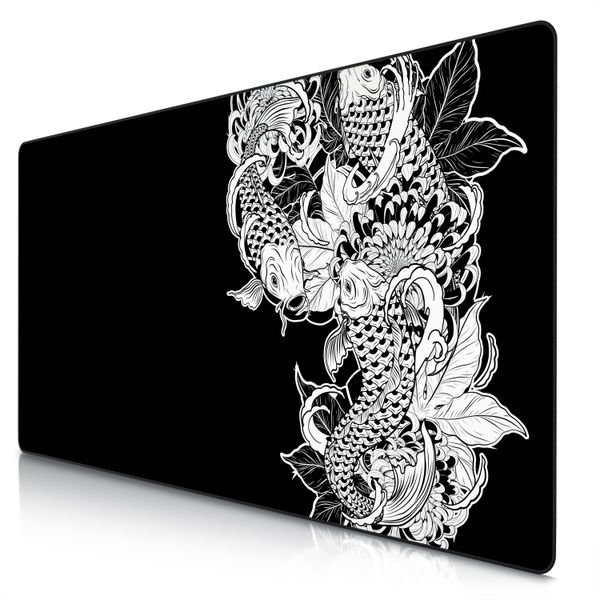 Titanwolf Gaming Mouse Pad Xxxl, Speed Mousepad 1200 X 600 X 3 Mm, Tappetino Da Scrivania Grande, Antiscivolo, Lavabile, Velocità E Precisione, Koi Tattoo 3-image