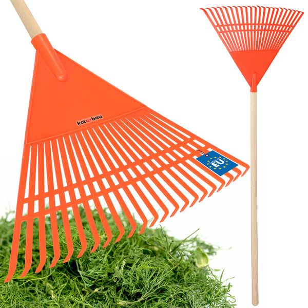 Kotarbau® Rastrello Per Foglie In Plastica Con Manico Arancione 400 X 550 Mm Rastrello A Ventaglio Rastrello Per Foglie In Plastica Rastrello Per Foglie Grande Rastrello Per Giardino Rastrello Per Prato Rastrello Largo Rastrello Per Giardino Rastrello In Plastica-image