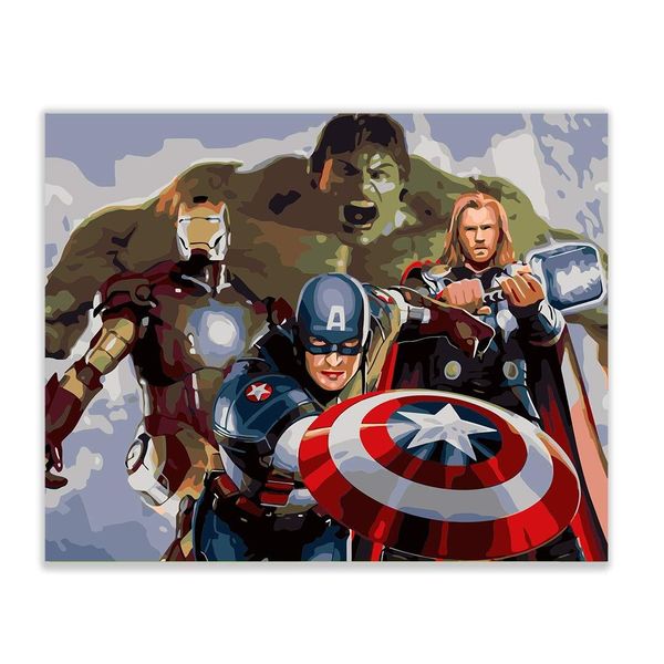 Pittura Con I Numeri E La Cornice Quadri Da Dipingere - Marvel 50 X 40 Cm-image