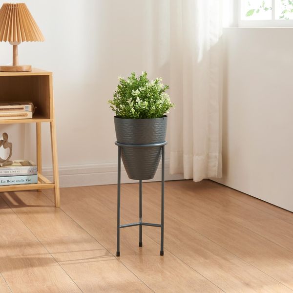 Supporto Per Piante 'Asten' Con Vaso In Metallo 40,5X16 Cm Nero-image