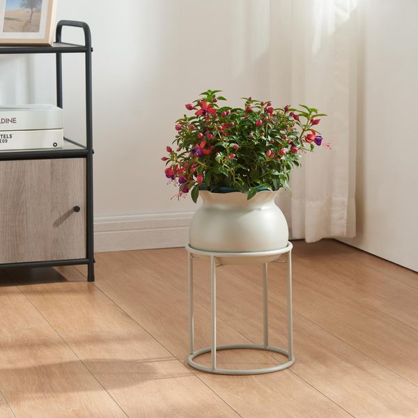 Supporto Per Piante 'Assen' Con Vaso Per Fiori In Metallo 31,5 X 19,5 Cm Grigio Chiaro-image
