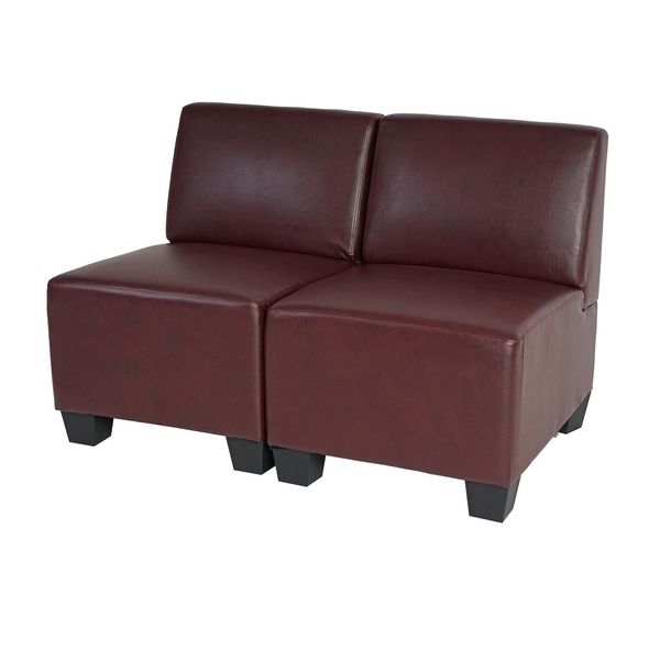 Modular 2-Sitzer Sofa Couch Moncalieri, Kunstleder ~ Rot-Braun, Ohne Armlehnen-image